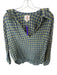 A Shirt Thing Size S Green & Navy Cotton Blend Long Sleeve Checkered V Neck Top Green & Navy / S