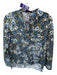 Piazza Sempione Size 42 Blue & Green Cotton Long Sleeve Flowers Buttons Top Blue & Green / 42