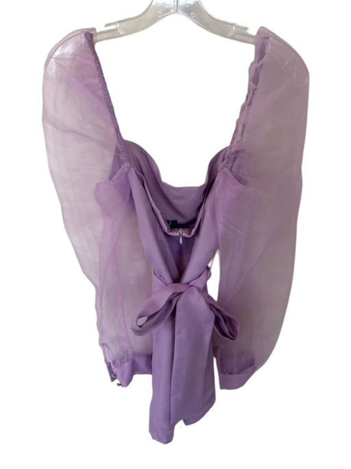 Lovers + Friends Size L Purple Polyester Long Sheer Sleeves Belted Dress Purple / L
