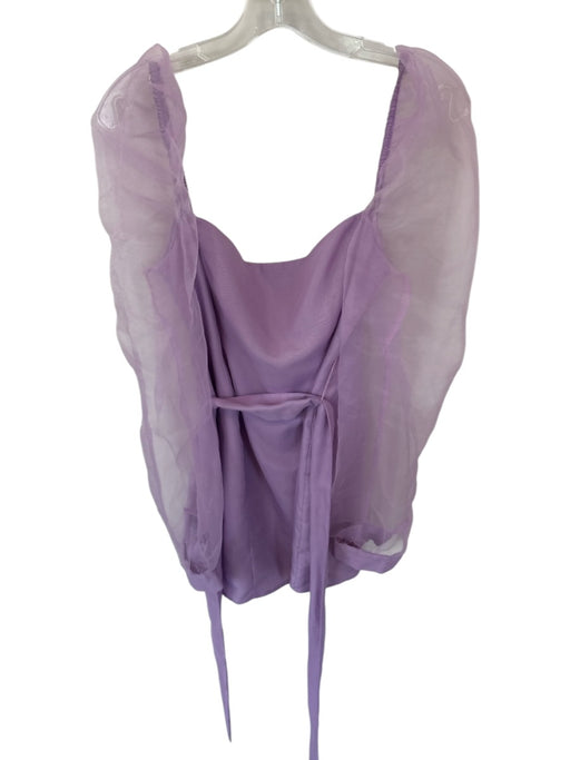 Lovers + Friends Size L Purple Polyester Long Sheer Sleeves Belted Dress Purple / L