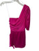 Amanda Uprichard Size S Fushcia Silk One Sleeve Gathered Side Zip Sash Dress Fushcia / S