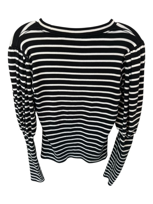 Veronica Beard Size S Black & White Cotton Blend Long Balloon Sleeve Striped Top Black & White / S