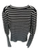 Veronica Beard Size S Black & White Cotton Blend Long Balloon Sleeve Striped Top Black & White / S