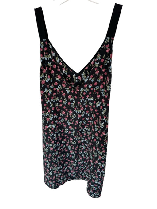 Rag & Bone Size XXS Black & Mauve Silk Sleeveless Flowers Midi Dress Black & Mauve / XXS