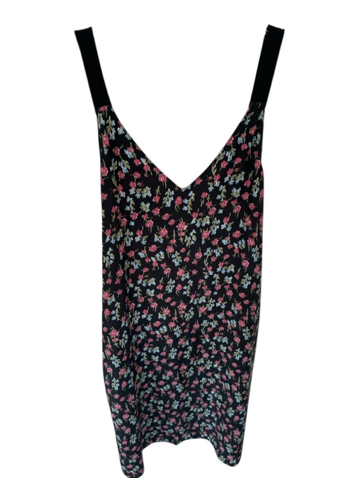 Rag & Bone Size XXS Black & Mauve Silk Sleeveless Flowers Midi Dress Black & Mauve / XXS