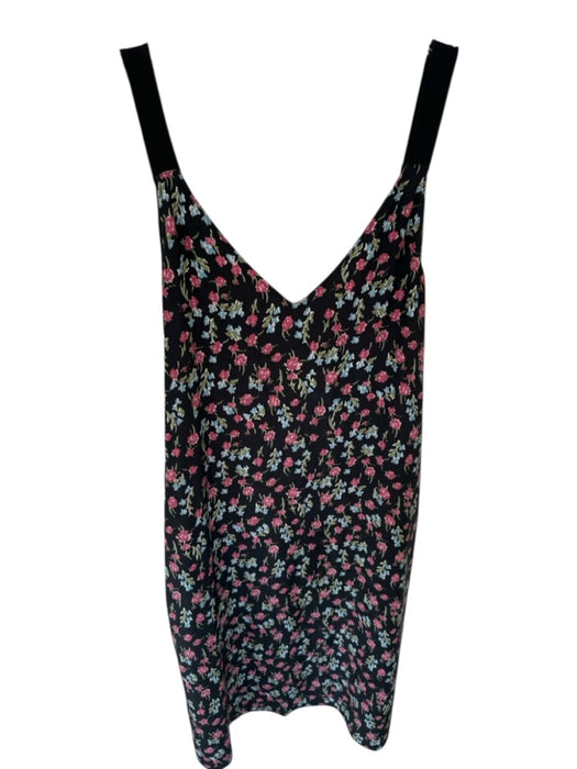 Rag & Bone Size XXS Black & Mauve Silk Sleeveless Flowers Midi Dress Black & Mauve / XXS