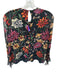 Cinq a Sept Size XXS Black & Green Silk Long Balloon Sleeve Flowers Top Black & Green / XXS