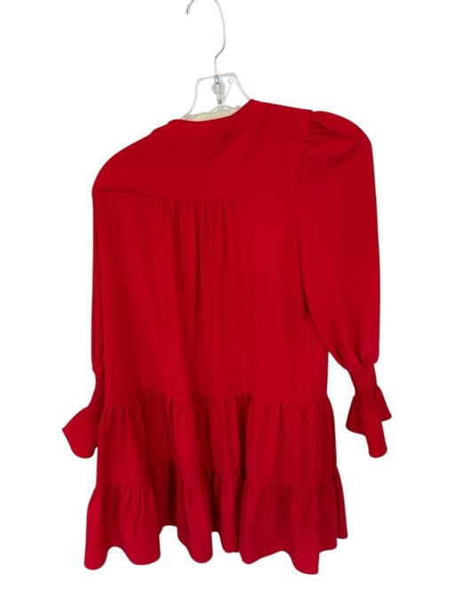 Pomander Place Size S Red Polyester Long Balloon Sleeve V Neck Dress Red / S