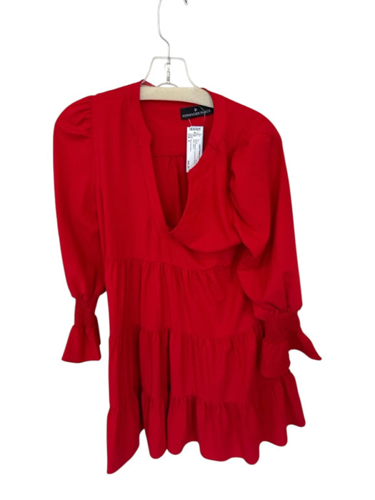 Pomander Place Size S Red Polyester Long Balloon Sleeve V Neck Dress Red / S