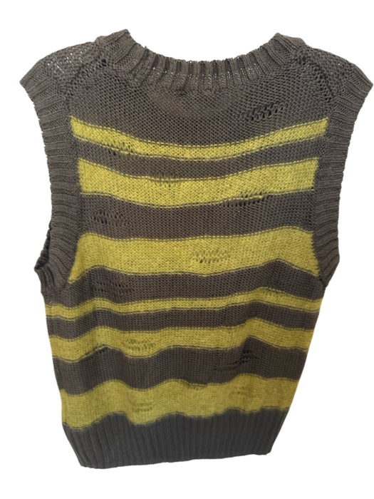 COS Size XS Brown & Green Linen Blend Mohair Knit Striped Sleeveless Sweater Brown & Green / XS