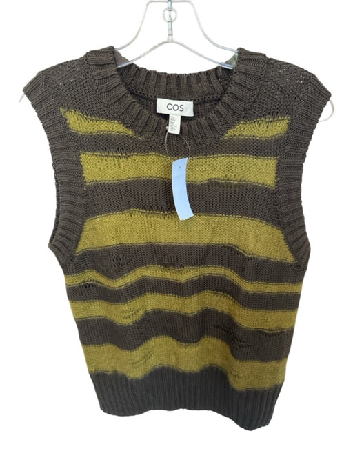 COS Size XS Brown & Green Linen Blend Mohair Knit Striped Sleeveless Sweater Brown & Green / XS