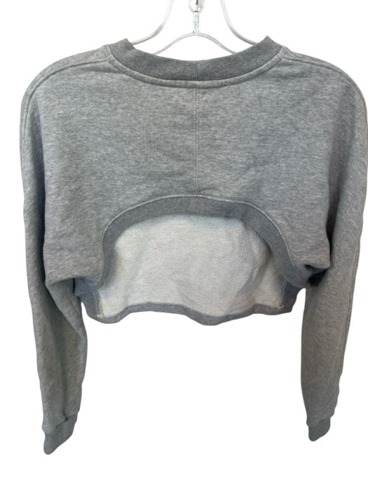 Tibi Size S Gray Cotton Long Sleeve Heathered Open Back Cropped Sweatshirt Gray / S