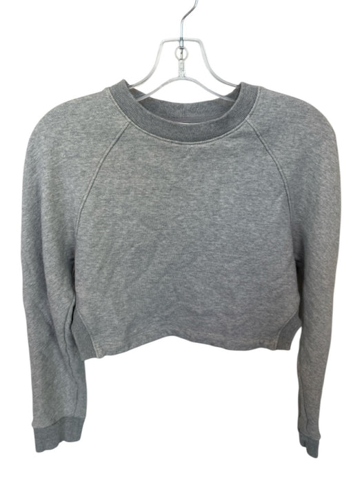 Tibi Size S Gray Cotton Long Sleeve Heathered Open Back Cropped Sweatshirt Gray / S