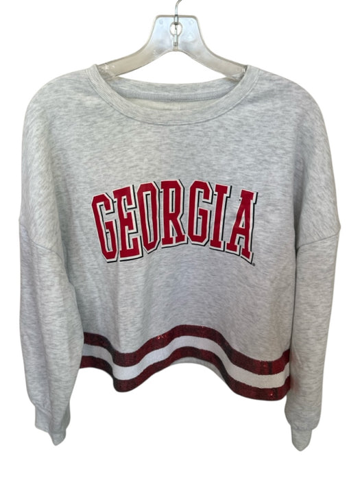Size M Gray & Red Cotton Blend Long Sleeve UGA Sequins Sweatshirt Gray & Red / M