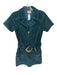 Show Me Your Mumu Size M Teal Corduroy Short Sleeve Front Zip Belted Dress Teal / M