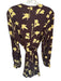 Staud Size M Brown & Yellow Viscose Long Sleeve Flowers Buttons Belted Dress Brown & Yellow / M