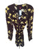 Staud Size M Brown & Yellow Viscose Long Sleeve Flowers Buttons Belted Dress Brown & Yellow / M
