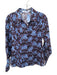 Proenza Schouler Size 6 Blue & Purple Cotton Long Sleeve Abstract Collar Top Blue & Purple / 6