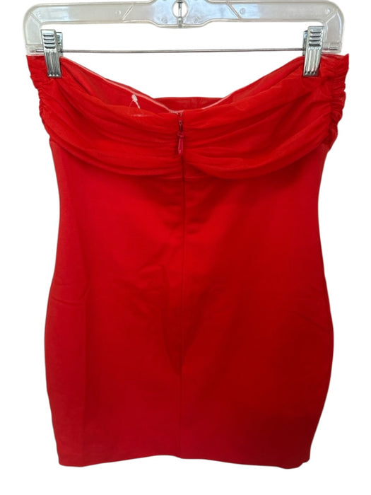 Superdown Size M Red Viscose Blend Strapless Mesh Overlay Back Zip Mini Dress Red / M