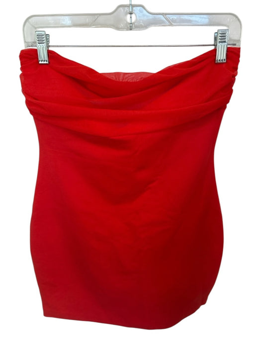 Superdown Size M Red Viscose Blend Strapless Mesh Overlay Back Zip Mini Dress Red / M