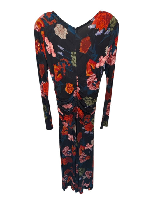 Cara Cara Size S Black & Red Viscose Long Sleeve Flowers Maxi Dress Black & Red / S