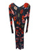 Cara Cara Size S Black & Red Viscose Long Sleeve Flowers Maxi Dress Black & Red / S