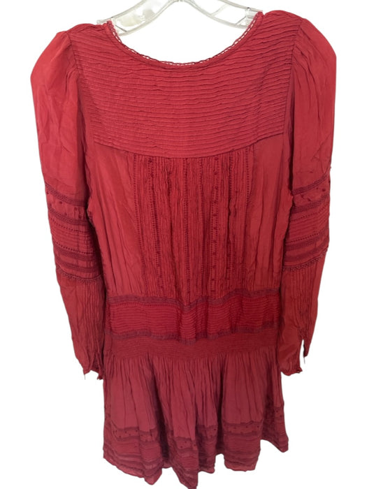 Sea New York Size 4 Rust Viscose Long Sleeve Lace Detail Buttons Dress Rust / 4