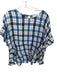 The Great Size 2/M Blue & White Cotton Short Sleeve Plaid Keyhole Back Top Blue & White / 2/M