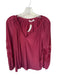 Ramy Brook Size S Cranberry Red Polyester Long Balloon Sleeve V Neck Top Cranberry Red / S