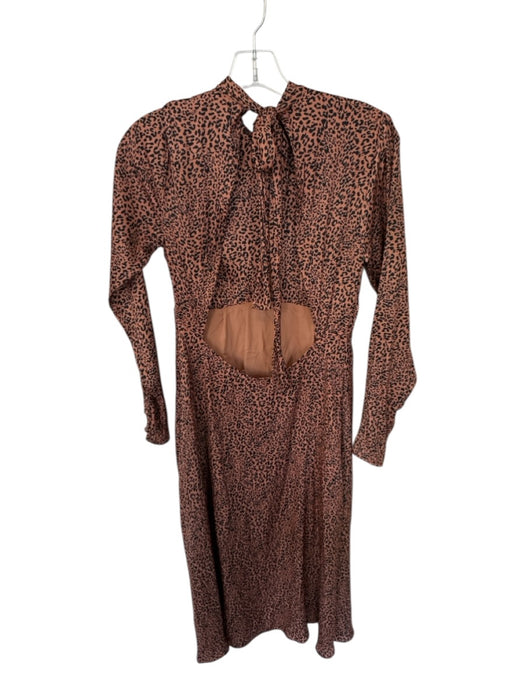 Free People Size 4 Brown & Black Polyester Long Sleeve Animal Print Maxi Dress Brown & Black / 4