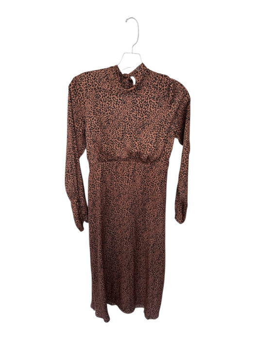 Free People Size 4 Brown & Black Polyester Long Sleeve Animal Print Maxi Dress Brown & Black / 4