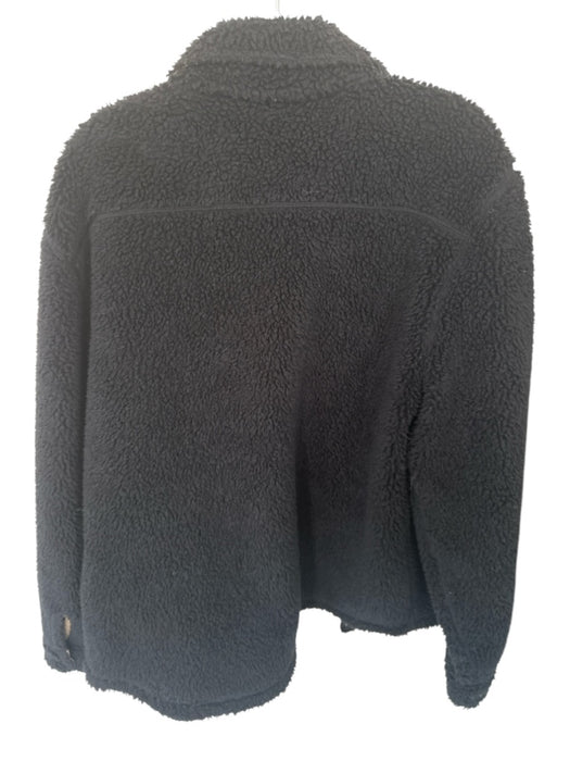 LL Bean Size XL Black & Tan Polyester Blend Sherpa Lined Snap Buttons Jacket Black & Tan / XL