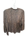 Tuckernuck Size M Brown & Black Polyester Long Bell Sleeve Animal Print Top Brown & Black / M