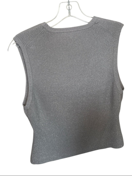 Veronica Beard Size XL Silver Viscose Blend Sleeveless Metallic Ribbed Top Silver / XL