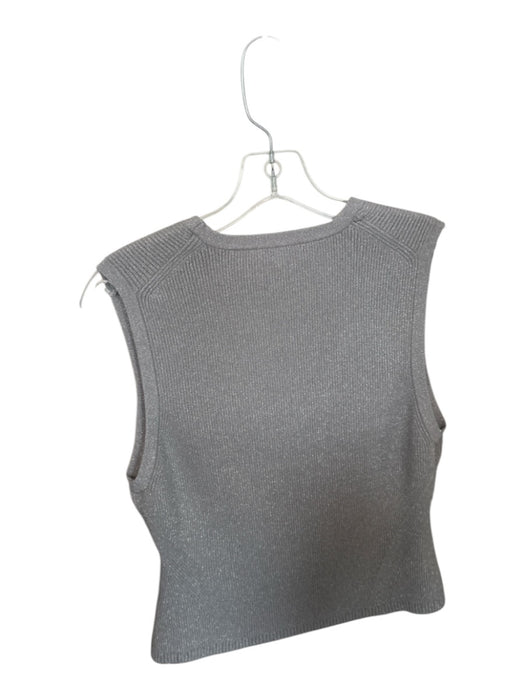 Veronica Beard Size XL Silver Viscose Blend Sleeveless Metallic Ribbed Top Silver / XL