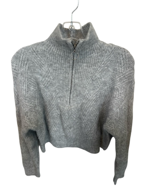 Bershka Size S Light Gray Polyester Blend Knit Half Zip Long Sleeve Sweater Light Gray / S