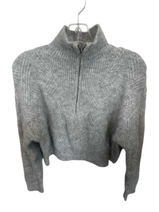 Bershka Size S Light Gray Polyester Blend Knit Half Zip Long Sleeve Sweater Light Gray / S