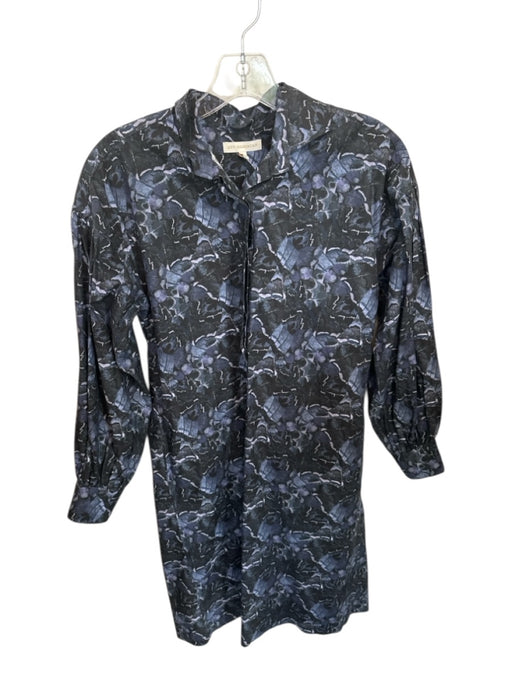 Ann Mashburn Size XS Navy & Purple Cotton Long Sleeve Butterfly Wing Dress Navy & Purple / XS