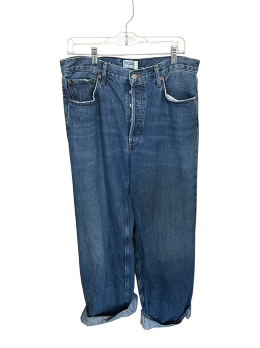 Agolde Size 31 Dark Wash Organic Cotton High Waist Button Fly Wide Leg Jeans Dark Wash / 31