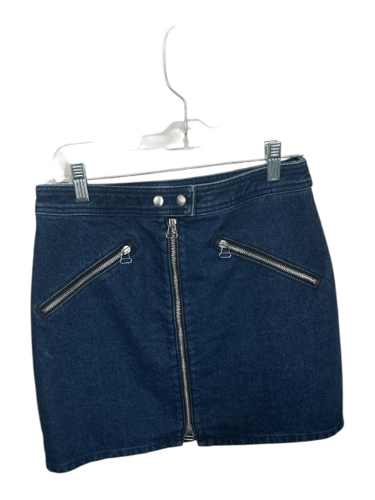 Rag & Bone Size 28 Dark Wash & Silver Cotton Blend Zippers Mini Denim Skirt Dark Wash & Silver / 28