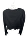 Reformation Size 8 Black Organic Cotton Long Balloon Sleeve Lace Trim V Neck Top Black / 8