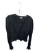 Reformation Size 8 Black Organic Cotton Long Balloon Sleeve Lace Trim V Neck Top Black / 8