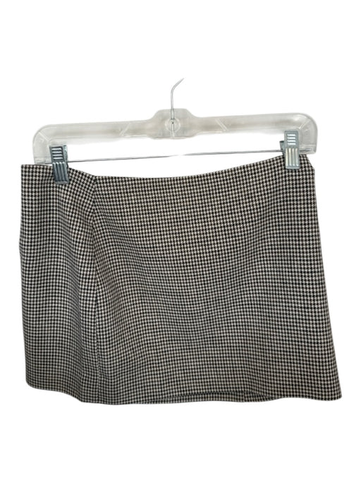 Reformation Size 2 Tan & Brown Wool Blend Side Zip Houndstooth Mini Lined Skirt Tan & Brown / 2