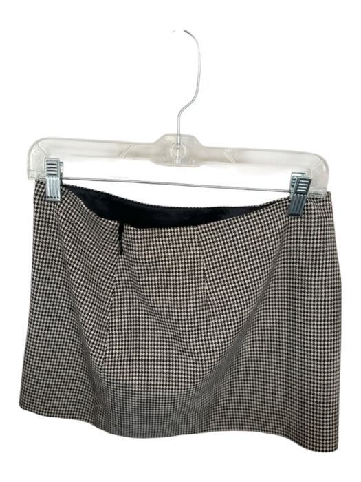 Reformation Size 2 Tan & Brown Wool Blend Side Zip Houndstooth Mini Lined Skirt Tan & Brown / 2