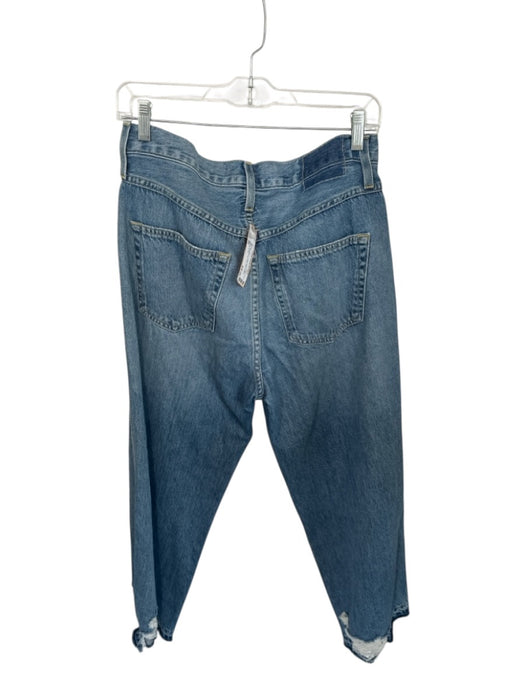 AMO Size 29 Med Dark Wash Cotton Blend High Waist Straight Leg Raw Hem Jeans Med Dark Wash / 29