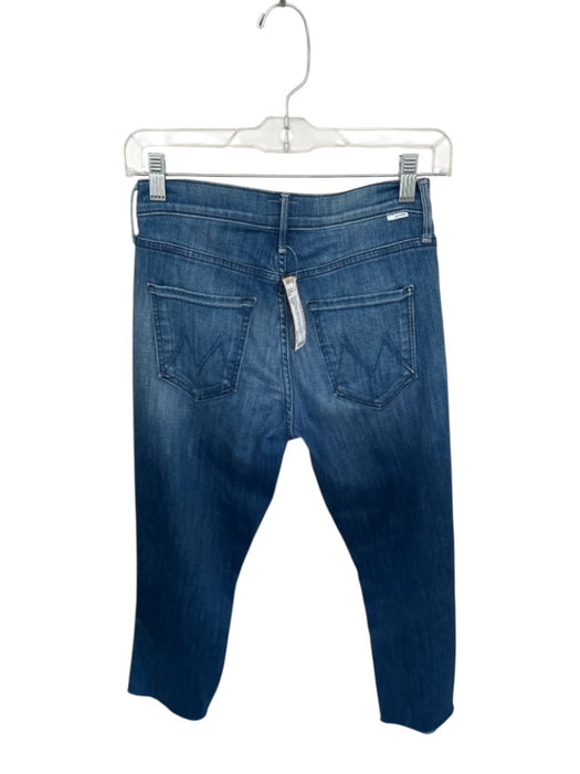 Mother Size 27 Dark Wash Cotton Blend Mid Rise Bootcut Raw Hem Cropped Jeans Dark Wash / 27