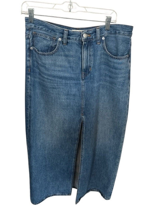 Madewell Size 27 Med Dark Wash Cotton High Ankle Slit Denim Maxi Skirt Med Dark Wash / 27