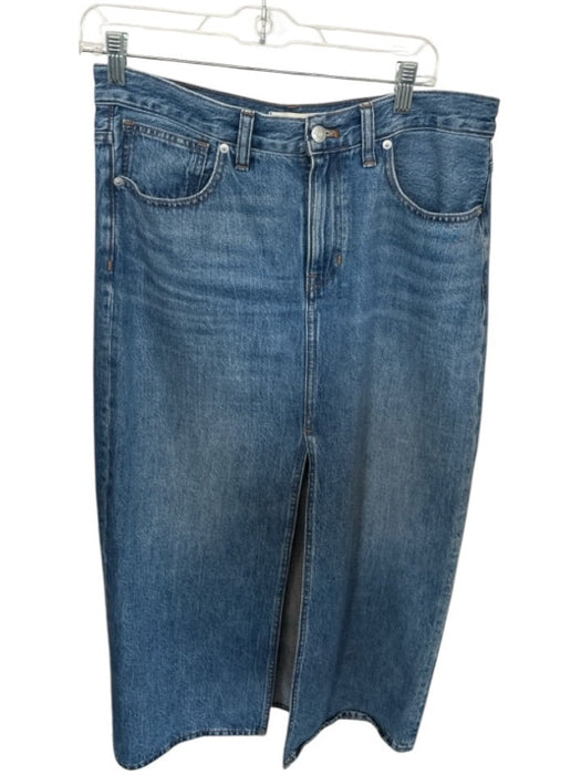 Madewell Size 27 Med Dark Wash Cotton High Ankle Slit Denim Maxi Skirt Med Dark Wash / 27