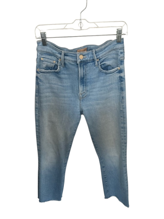 Mother Size 28 Light Wash Cotton Blend High Waist Straight Leg Raw Hem Jeans Light Wash / 28