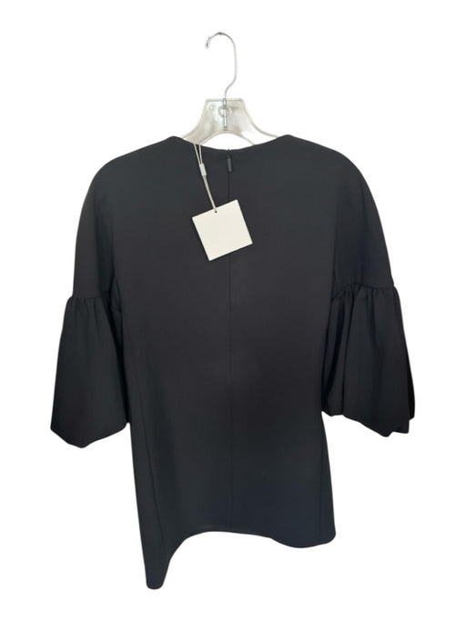 Tibi Size 4 Black Polyester Blend Long Bell Sleeve Front Zip Shift Dress Black / 4